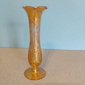 Lotus Glass Co 22 Kt Gold Overlay Bud Vase